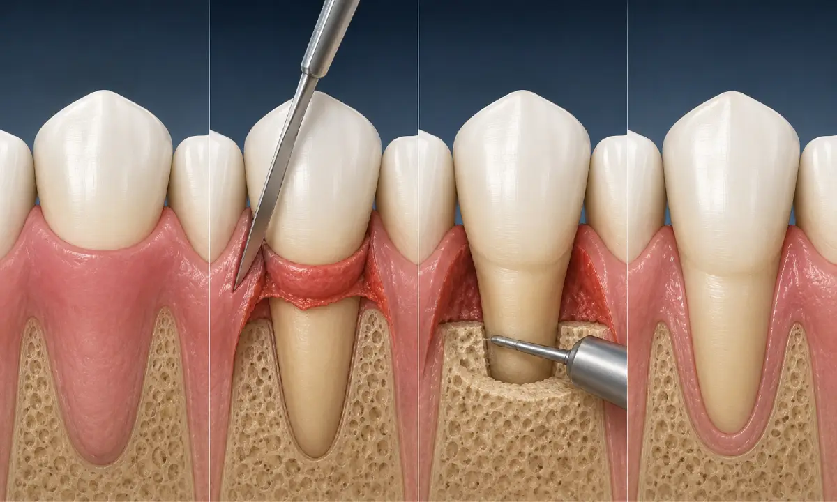 Dental crown lengthening procedure exposing natural tooth structure for a dental crown placement in Mount Pleasant, SC